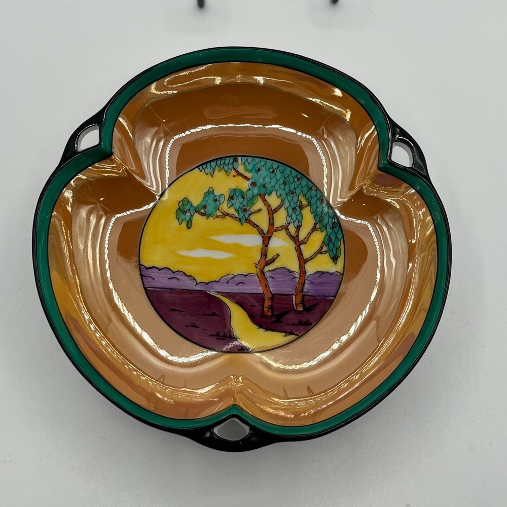 Vintage Noritake Hand Painted Purple Haze 2 handle Serving Dish 1920's 7"
